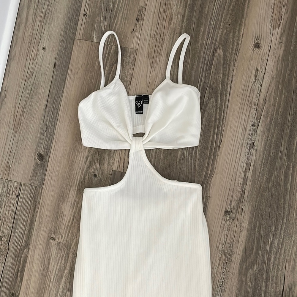 LONG WHITE DRESS WITH BACK OUT……SUMMER READY FOR ANY OCCASION.